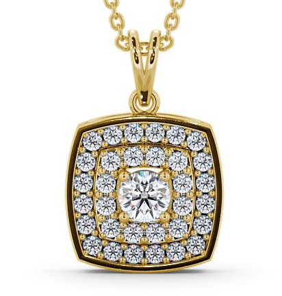 Bolham Cluster Pendant Round Diamond Double Halo PNT18_YG_THUMB2 