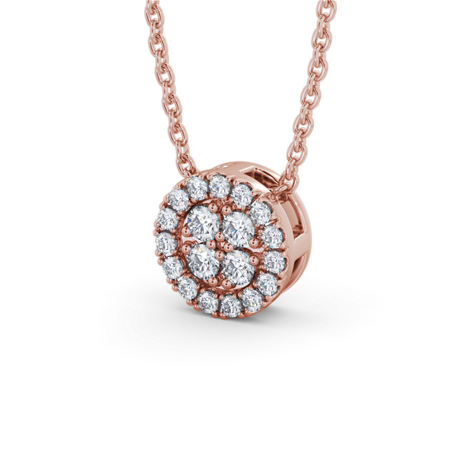 Cluster Design Diamond Pendant 9K Rose Gold - Yarell PNT190_RG_SIDE