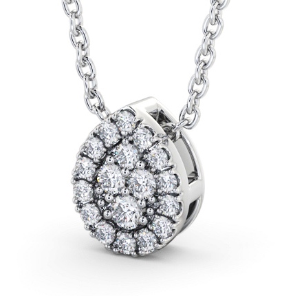 Pear Design Round Diamond Cluster Pendant 18K White Gold PNT191_WG_THUMB1