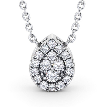 Pear Design Round Diamond Cluster Pendant 18K White Gold PNT191_WG_THUMB2 