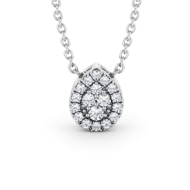 Pear Design Diamond Pendant 18K White Gold - Karya PNT191_WG_UP