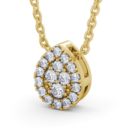 Pear Design Round Diamond Cluster Pendant 18K Yellow Gold PNT191_YG_THUMB1 