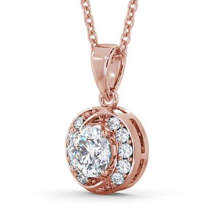 Halo Round Diamond Swirling Design Pendant 18K Rose Gold PNT19_RG_THUMB1