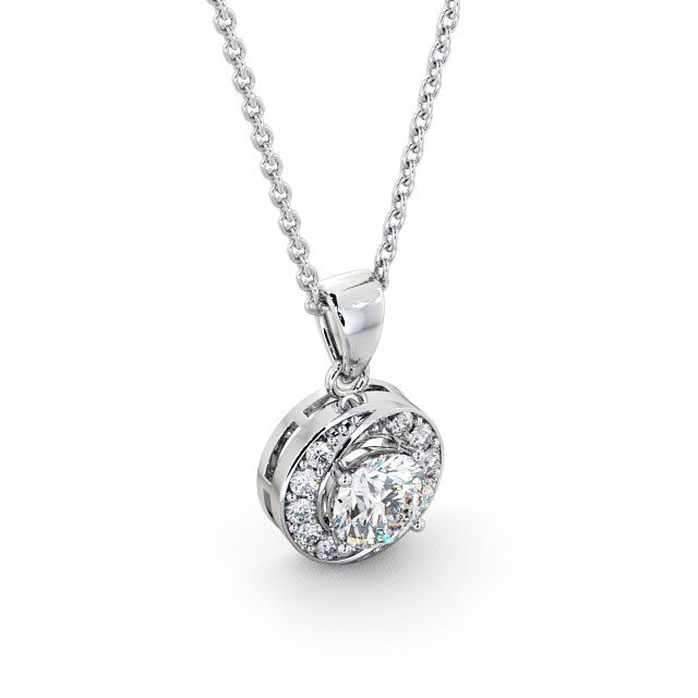 Halo Round Diamond Pendant 18K White Gold - Cialla | Angelic Diamonds