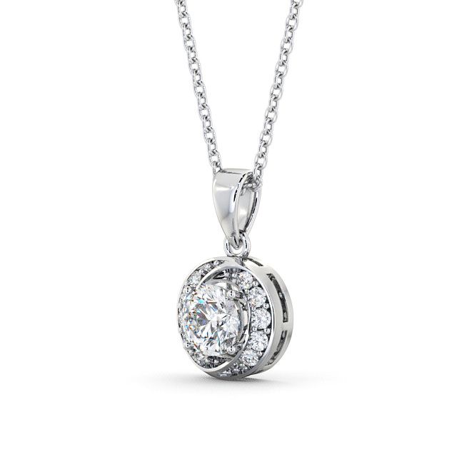 Halo Round Diamond Pendant 18K White Gold - Cialla | Angelic Diamonds