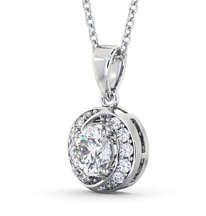 Halo Round Diamond Swirling Design Pendant 18K White Gold PNT19_WG_THUMB1 