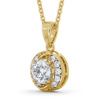 Halo Round Diamond Swirling Design Pendant 18K Yellow Gold PNT19_YG_THUMB1 