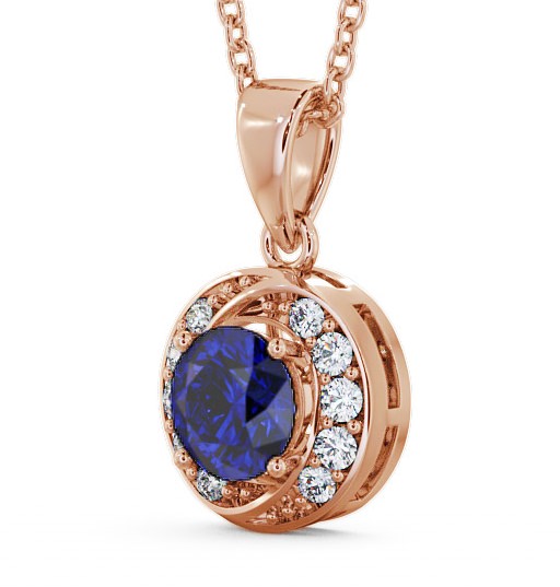 Halo Blue Sapphire and Diamond 1.61ct Pendant 9K Rose Gold PNT19GEM_RG_BS_THUMB1