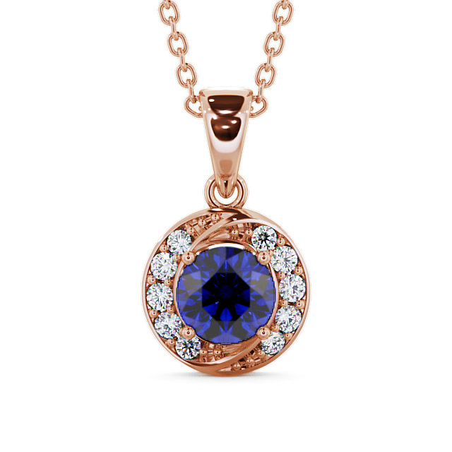 Halo Blue Sapphire and Diamond 1.61ct Pendant 18K Rose Gold - Cialla PNT19GEM_RG_BS_THUMB2