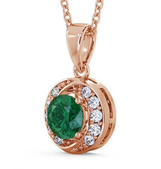 Halo Emerald and Diamond 1.46ct Pendant 9K Rose Gold PNT19GEM_RG_EM_THUMB1