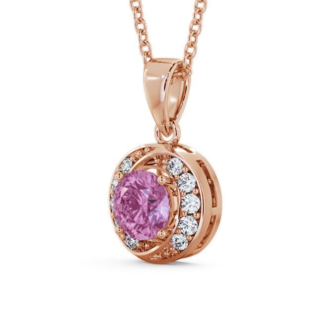 Halo Pink Sapphire and Diamond 1.61ct Pendant 18K Rose Gold - Cialla PNT19GEM_RG_PS_THUMB2