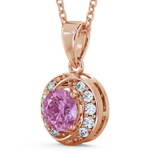  Halo Pink Sapphire and Diamond 1.61ct Pendant 18K Rose Gold - Cialla PNT19GEM_RG_PS_THUMB1 