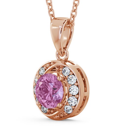 Halo Pink Sapphire and Diamond 1.61ct Pendant 9K Rose Gold PNT19GEM_RG_PS_THUMB1