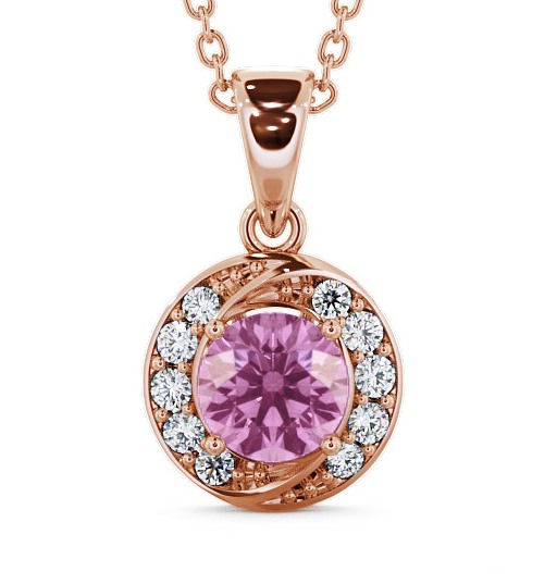  Halo Pink Sapphire and Diamond 1.61ct Pendant 18K Rose Gold - Cialla PNT19GEM_RG_PS_THUMB2 