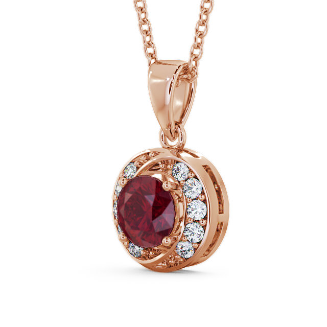 Halo Ruby and Diamond 1.61ct Pendant 18K Rose Gold - Cialla PNT19GEM_RG_RU_THUMB2