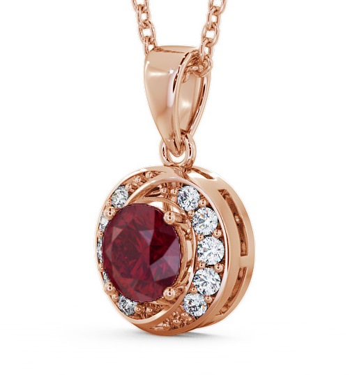 Halo Ruby and Diamond 1.61ct Pendant 9K Rose Gold PNT19GEM_RG_RU_THUMB1