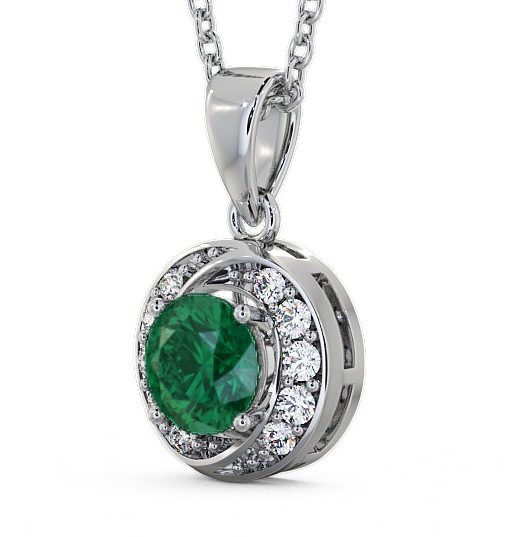 Halo Emerald and Diamond 1.46ct Pendant 18K White Gold PNT19GEM_WG_EM_THUMB1