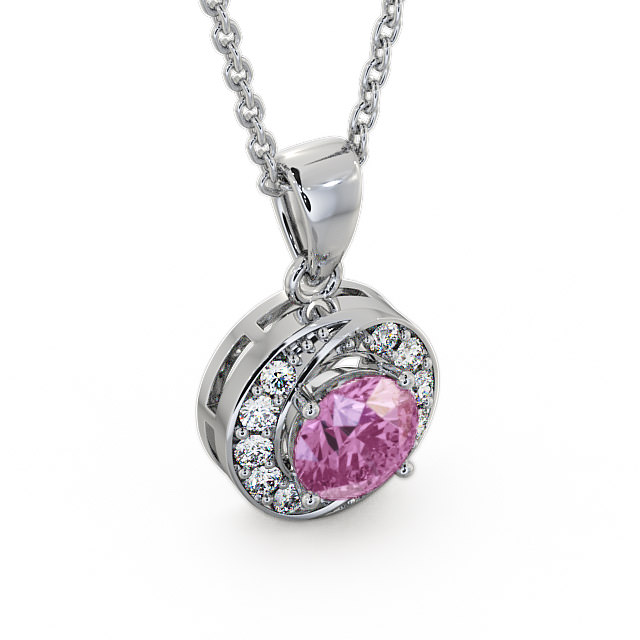 Halo Pink Sapphire and Diamond 1.61ct Pendant 9K White Gold - Cialla PNT19GEM_WG_PS_THUMB2