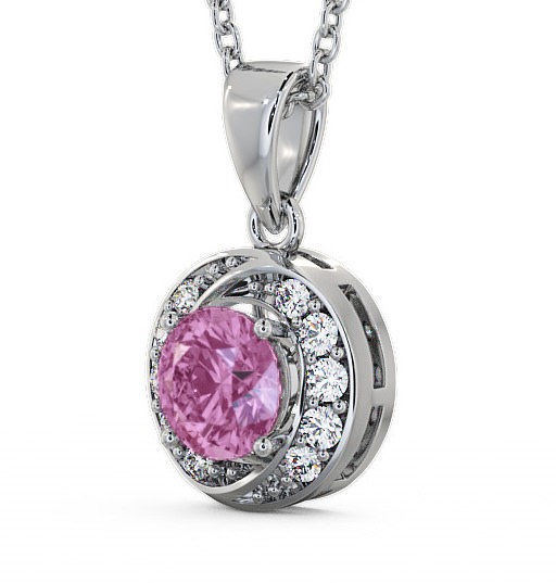 Halo Pink Sapphire and Diamond 1.61ct Pendant 18K White Gold PNT19GEM_WG_PS_THUMB1 