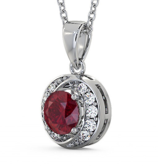 Halo Ruby and Diamond 1.61ct Pendant 18K White Gold PNT19GEM_WG_RU_THUMB1