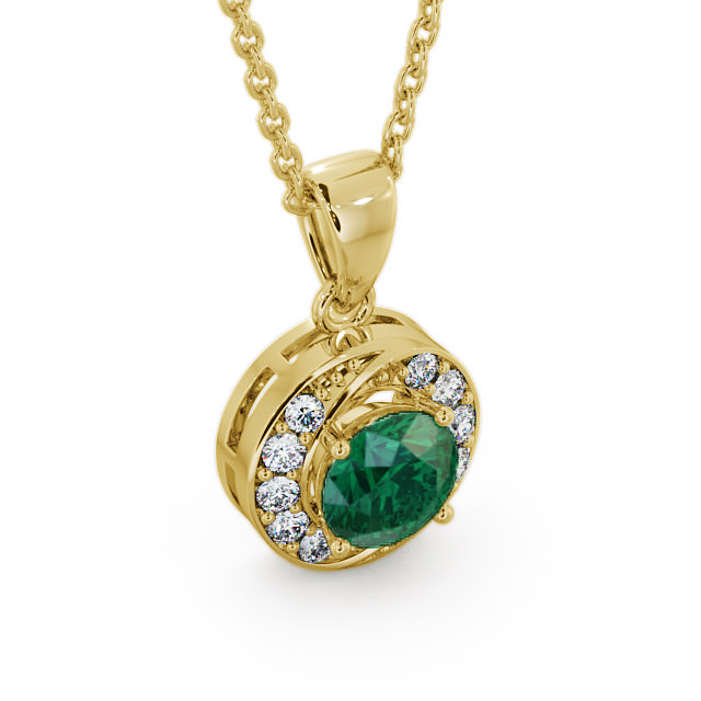 Halo Emerald and Diamond 1.46ct Pendant 18K Yellow Gold - Cialla PNT19GEM_YG_EM_THUMB2