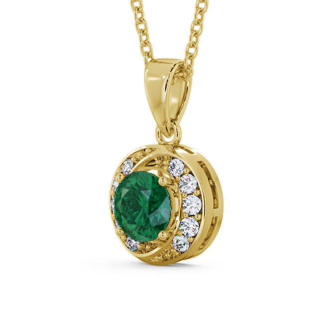 Halo Emerald and Diamond 1.46ct Pendant 18K Yellow Gold - Cialla PNT19GEM_YG_EM_THUMB2