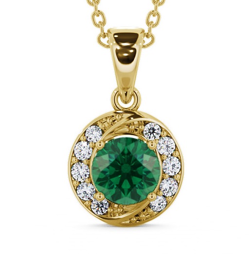  Halo Emerald and Diamond 1.46ct Pendant 18K Yellow Gold - Cialla PNT19GEM_YG_EM_THUMB2 