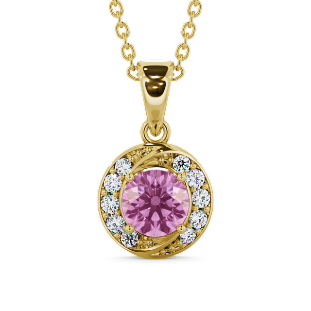 Halo Pink Sapphire and Diamond 1.61ct Pendant 9K Yellow Gold - Cialla PNT19GEM_YG_PS_THUMB2