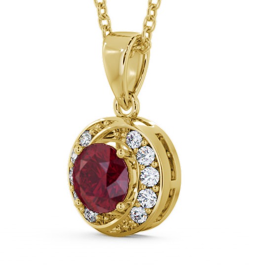 Halo Ruby and Diamond 1.61ct Pendant 18K Yellow Gold PNT19GEM_YG_RU_THUMB1