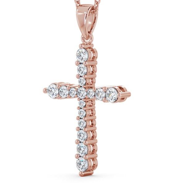 Cross Round Diamond Pendant 9K Rose Gold PNT1_RG_THUMB1