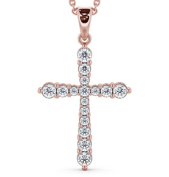  Cross Round Diamond Pendant 18K Rose Gold - Abbey PNT1_RG_THUMB2 