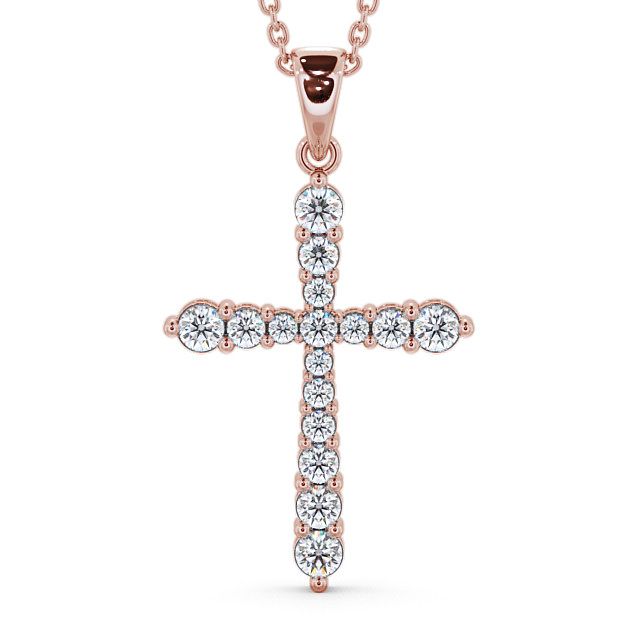 Cross Round Diamond Pendant 18K Rose Gold - Abbey PNT1_RG_UP