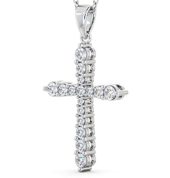 Cross Round Diamond Pendant 18K White Gold PNT1_WG_THUMB1 