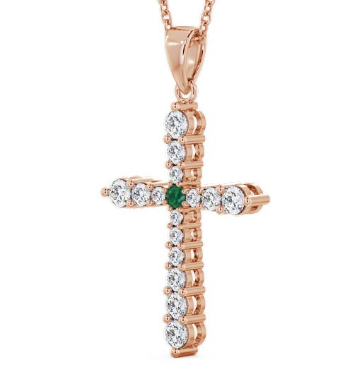  Cross Emerald and Diamond 0.95ct Pendant 18K Rose Gold - Abbey PNT1GEM_RG_EM_THUMB1 