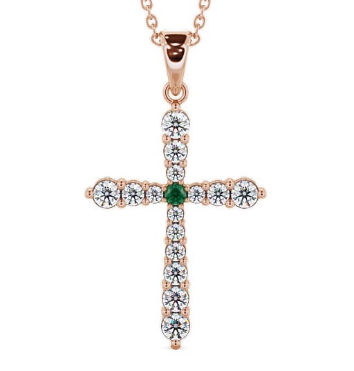  Cross Emerald and Diamond 0.95ct Pendant 18K Rose Gold - Abbey PNT1GEM_RG_EM_THUMB2 