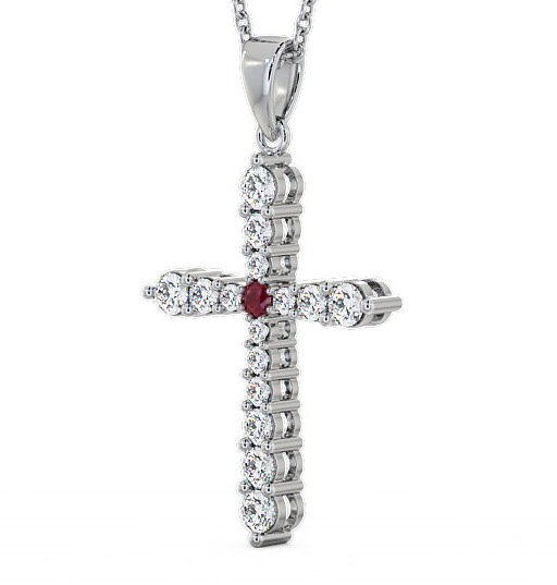 Cross Ruby and Diamond 0.97ct Pendant 18K White Gold PNT1GEM_WG_RU_THUMB1 