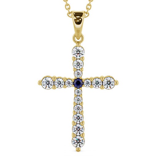  Cross Blue Sapphire and Diamond 0.97ct Pendant 18K Yellow Gold - Abbey PNT1GEM_YG_BS_THUMB2 