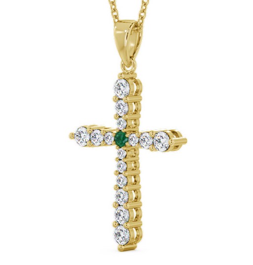 Cross Emerald and Diamond 0.95ct Pendant 9K Yellow Gold PNT1GEM_YG_EM_THUMB1