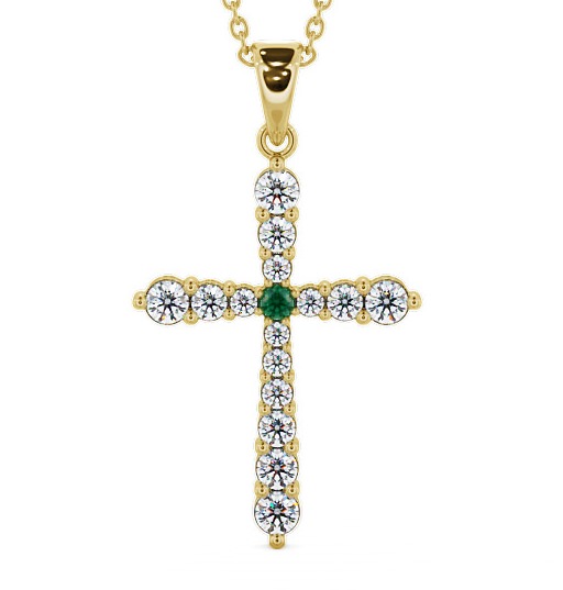  Cross Emerald and Diamond 0.95ct Pendant 9K Yellow Gold - Abbey PNT1GEM_YG_EM_THUMB2 