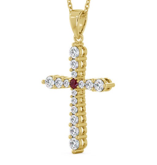 Cross Ruby and Diamond 0.97ct Pendant 9K Yellow Gold PNT1GEM_YG_RU_THUMB1