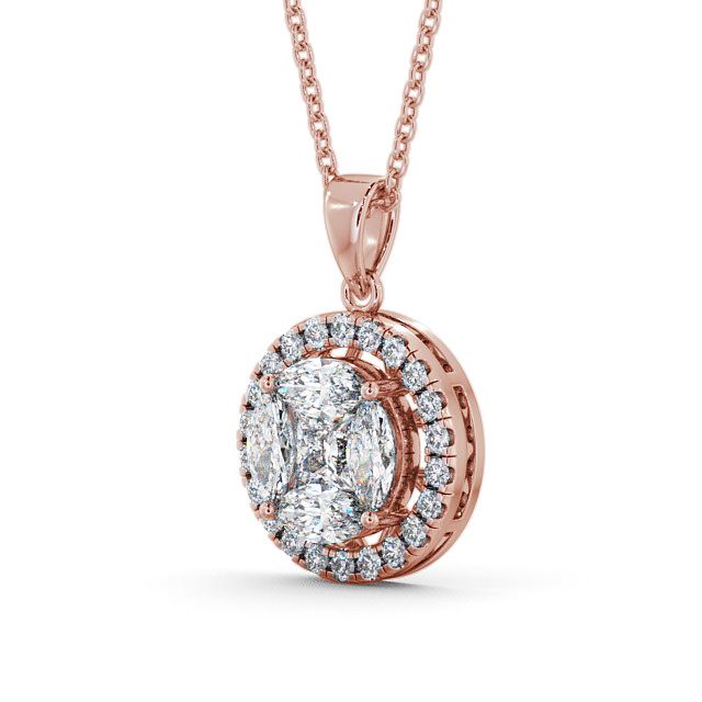 Halo Diamond Pendant 9K Rose Gold - Donegal PNT20_RG_SIDE