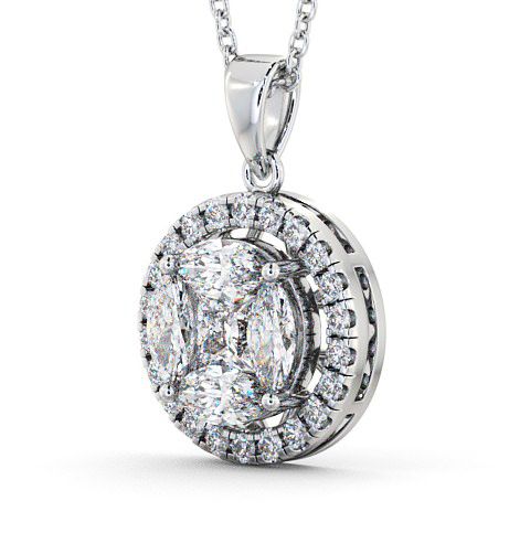 Halo Diamond Illusion Design Pendant 18K White Gold PNT20_WG_THUMB1