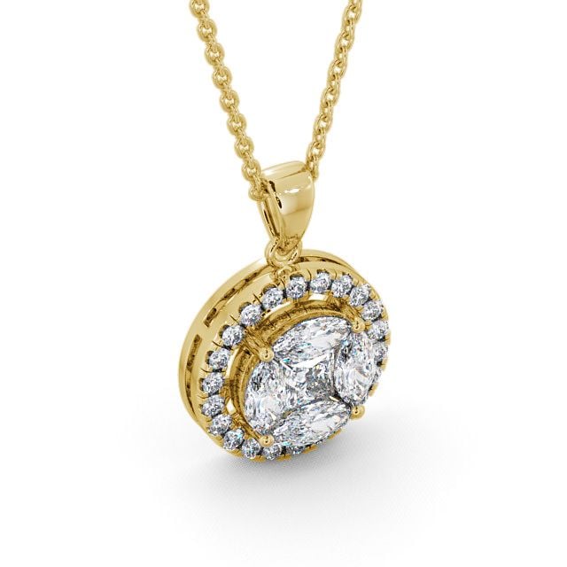 Halo Diamond Pendant 18K Yellow Gold - Donegal PNT20_YG_FLAT
