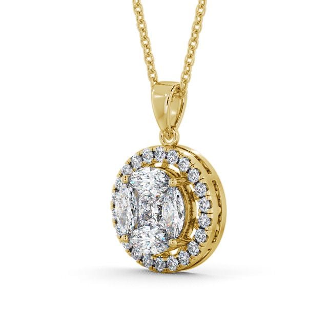 Halo Diamond Pendant 18K Yellow Gold - Donegal PNT20_YG_SIDE