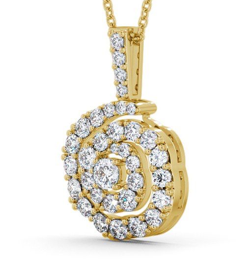 Cluster Round Diamond Swirling Design Pendant 18K Yellow Gold PNT21_YG_THUMB1 