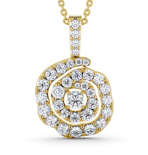 Kiskin Cluster Pendant Round Diamond Wrap Design PNT21_YG_THUMB2 