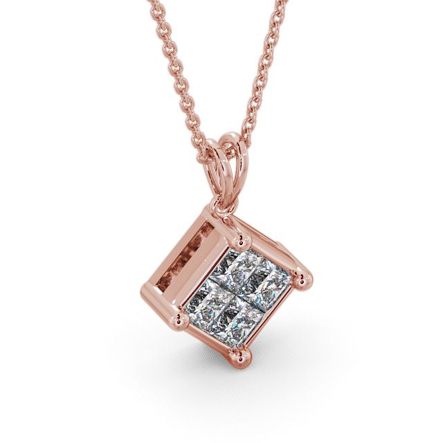 Cluster Princess Diamond Pendant 9K Rose Gold - Cheadle PNT22_RG_FLAT