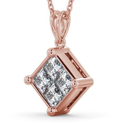 Cluster Princess Diamond Illusion Design Pendant 18K Rose Gold PNT22_RG_THUMB1