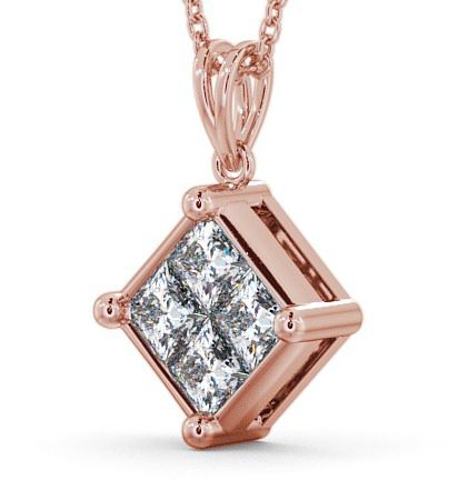 Cluster Princess Diamond Illusion Design Pendant 9K Rose Gold PNT22_RG_THUMB1 