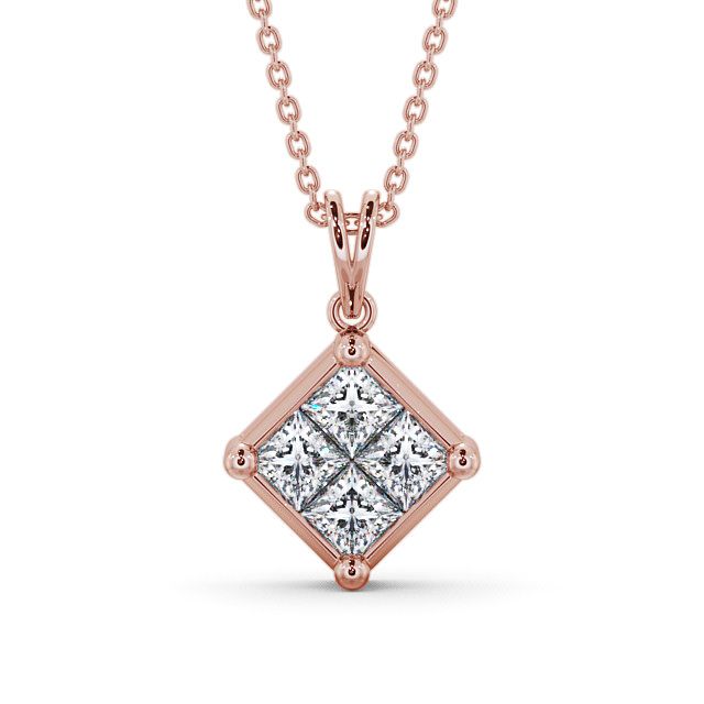 Cluster Princess Diamond Pendant 9K Rose Gold - Cheadle PNT22_RG_UP